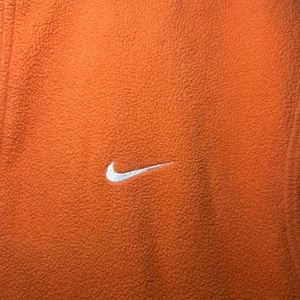 NIKE Adult Large Full Zip‎ Orange Fleece Sleeveless Vest Embroider VIntage